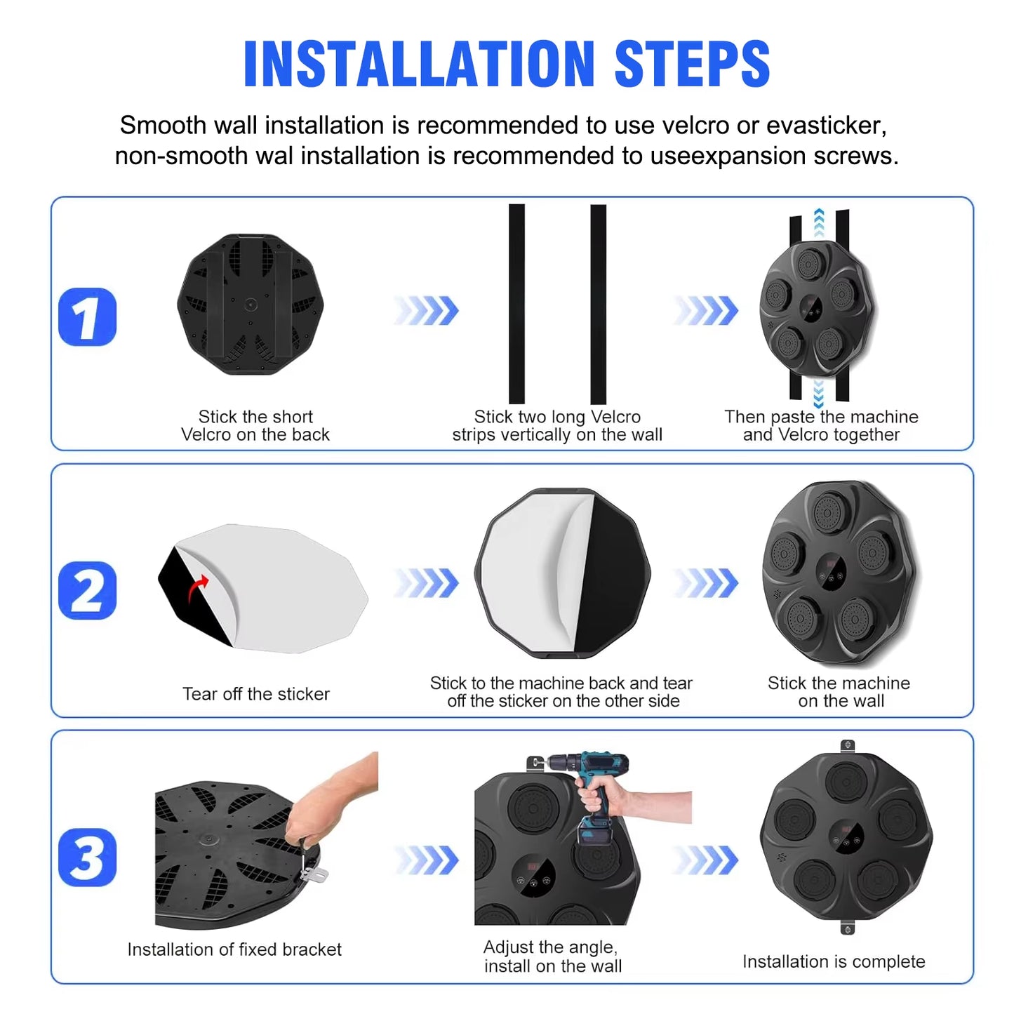 Music Boxing Trainer Smart Electronic Boxing Target Wall Mounted Bluetooth with Gloves Workout Sports Fitness Home for Kid Adult