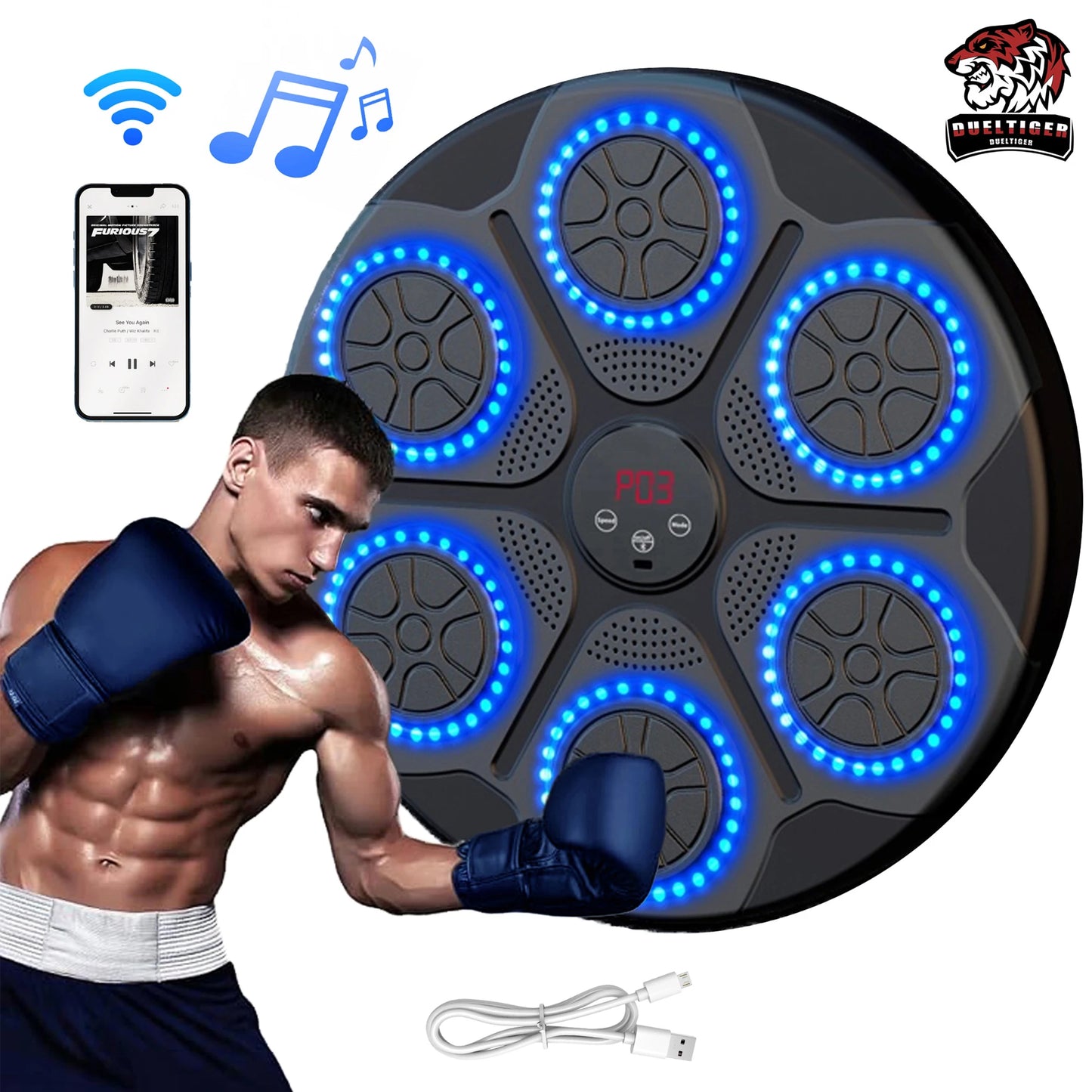 Smart Bluetooth Wall-Mounted Music Boxing Trainer - Electronic Punching Target for Home Gym
