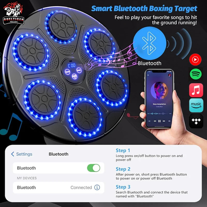 Smart Bluetooth Wall-Mounted Music Boxing Trainer - Electronic Punching Target for Home Gym