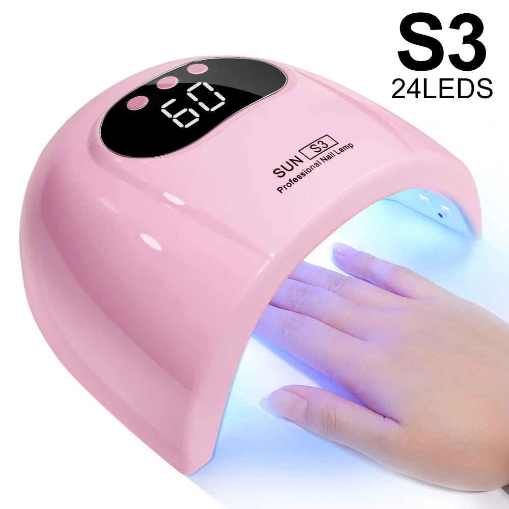 Original Professional UV/LED Nail Lamp SUN S3 – 24-Bead Fast-Drying Gel Polish Dryer with LCD Display & Smart Sensor