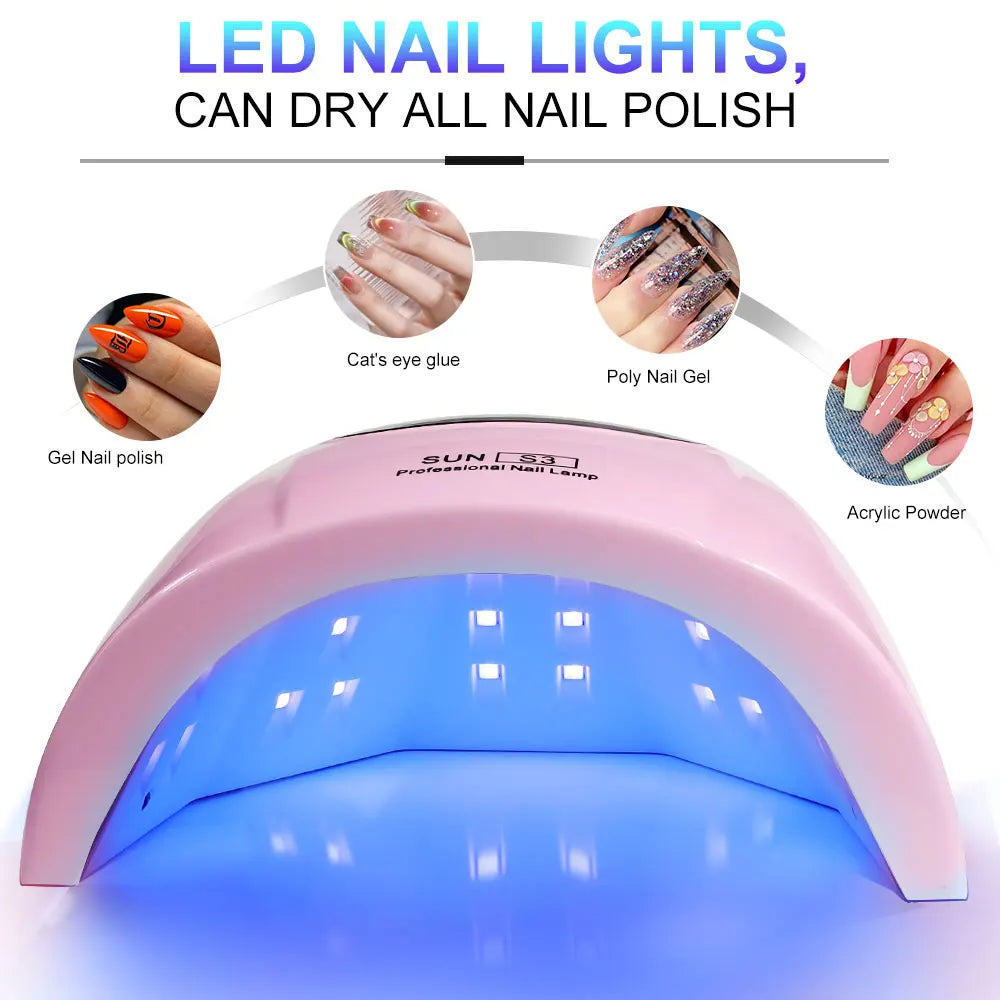 Original Professional UV/LED Nail Lamp SUN S3 – 24-Bead Fast-Drying Gel Polish Dryer with LCD Display & Smart Sensor