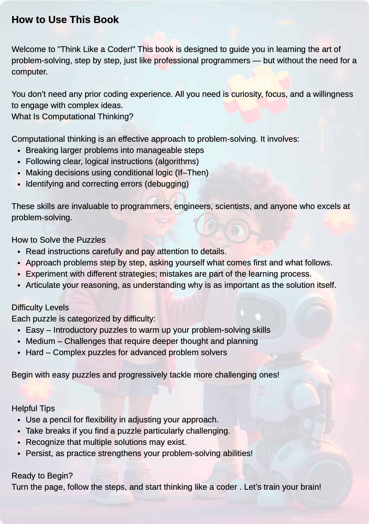 Think Like a Coder – Logic & Algorithm Puzzles for Kids (Ages 8–12)