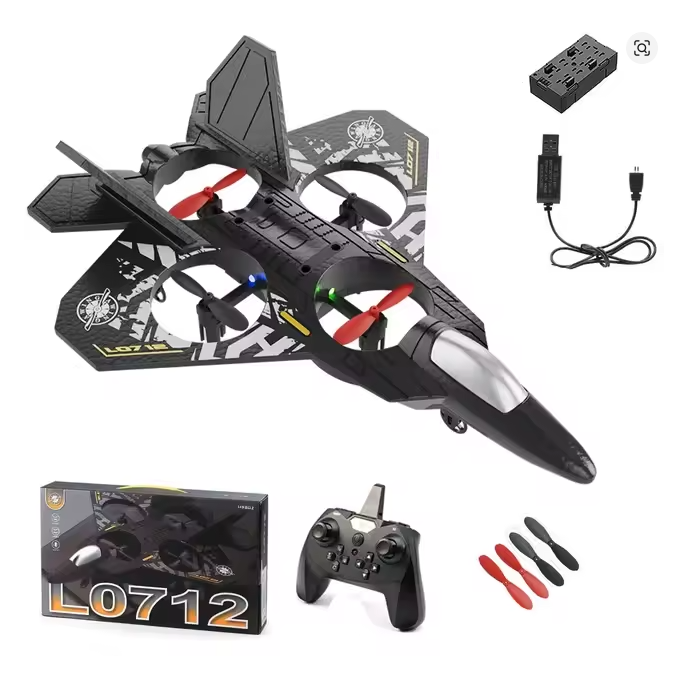 2.4G L0712 High-Performance RC Aircraft – Gravity-Sensing EPP Foam Fighter Glider with LED Lights