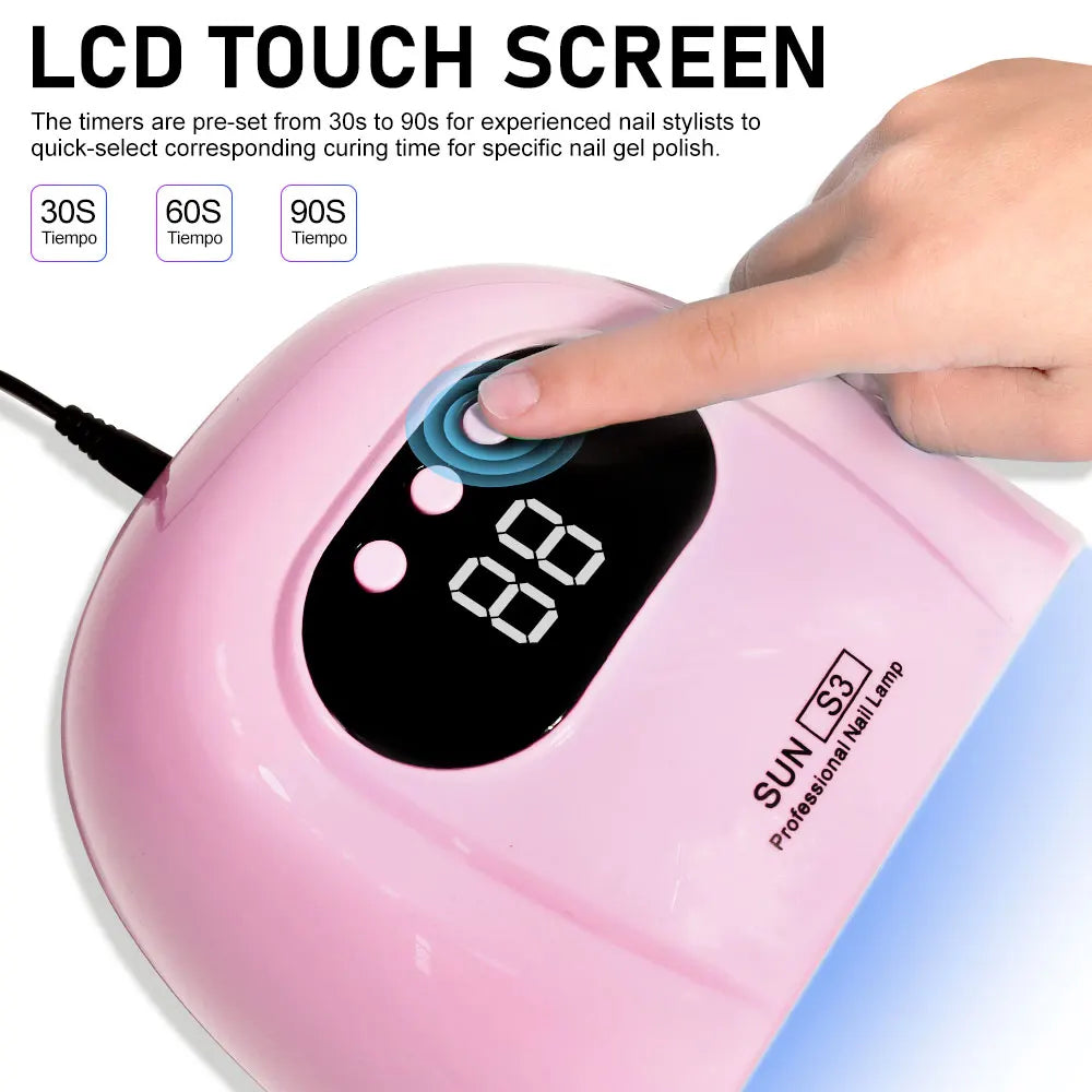Original Professional UV/LED Nail Lamp SUN S3 – 24-Bead Fast-Drying Gel Polish Dryer with LCD Display & Smart Sensor